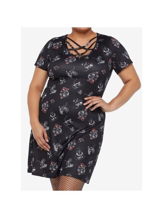 Hot Topic Dresses & Skirts - Halloween Horror Nights Characters Lace-Up Bodycon Dress Plus Size 2